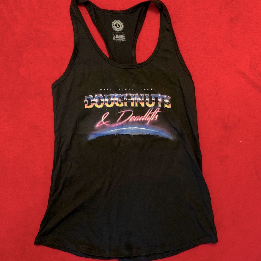 DNDL Racerback tank black gym M workout 80ies